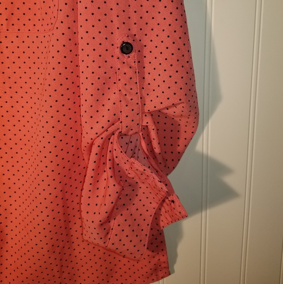 NWOT Studio Works PL Peach/Black LS blouse - Picture 3 of 9